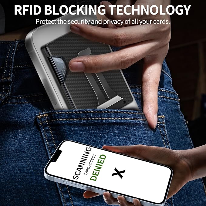 Magnetic Phone Wallet with Apple MagSafe - Metal Card Holder with AirTag Holder, RFID Blocking & Money Clip Mag Safe Wallet for iPhone 16 15 14 13 12 Pro Max/Pro/Plus/Mini