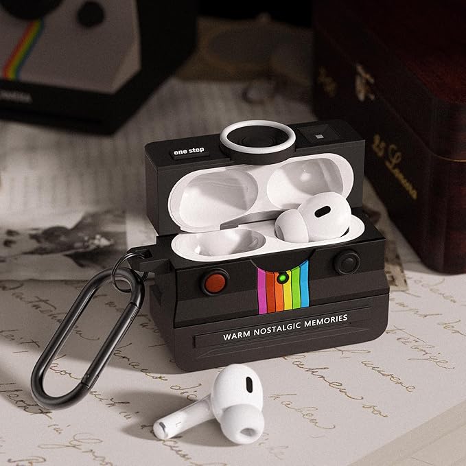 Case for Apple AirPods Pro 2 Cases with Camera Cover Compatible Anti-Drop Silicone Cover AirPods Pro Accessories Kit Cleaning Tools for Earbuds Keychain Earphone Cases (Black, Airpods Pro 2/1 Case)