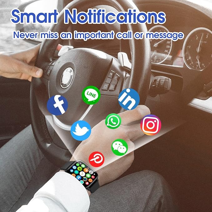 Smart Watch for iPhone/Android Phones (Answer/Make Calls) - 1.9" HD Screen Fitness Tracker : Heart Rate/Sleep Monitor/Pedometer/Calories, Multiple Sports Modes, Waterproof SmartWatch for Men Women