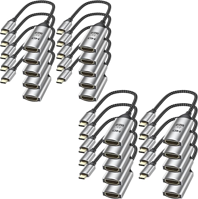 USB C to HDMI Adapter 20-Pack, 4K Male to Female