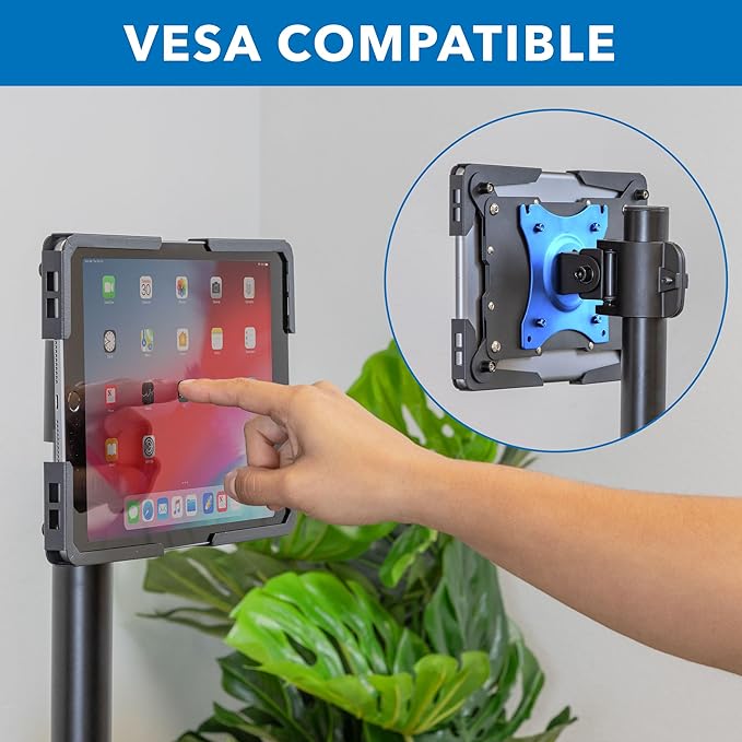 Mount-It! Universal iPad & Tablet Wall Mount Holder, Secure Steel Enclosure for 9.7–13.1 Inch Tablets, Wall or VESA 75x75 Mounting, Portrait or Landscape, Anti-Theft Tablet Mount for Office, Retail