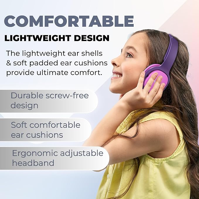 PHILIPS Kids Headphones with Cord, On-Ear Wired Headphones for Kids with Comfortable Fit & Clear Stereo Sound, 85dB Volume Limiter Headset for School/Tablet/iPad/Kindle, Ideal for Girls & Toddlers