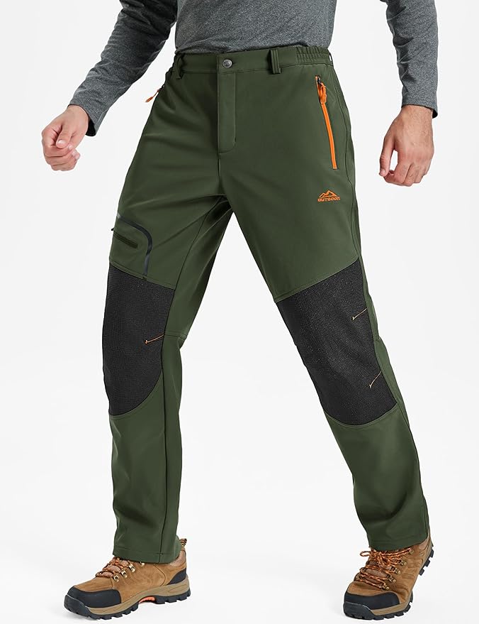 TACVASEN Men's Snow Ski Pants Fleece Lined Winter Pants for Men Water Resistant Thermal Snowboard Hiking Hunting Work