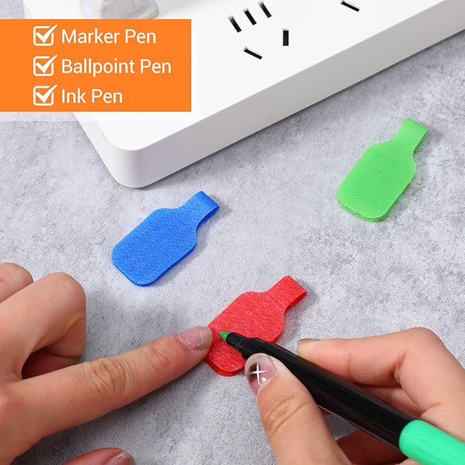 40 Pcs Cable Labels, Writable Cable Tags, Reusable Cords Labels Multi-Color Electronic Cables Identification Tags for Wire Organization and Identification