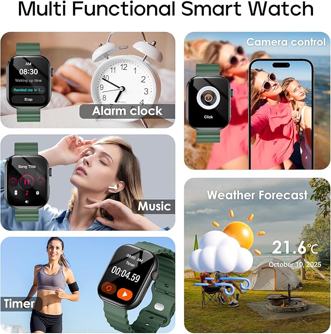 AI Smart Watch with ChatGPT Bluetooth Calling, App AI Dial 2.01" Fitness Tracker, 100+ Modes, Heart Rate Sleep Calorie Monitor for Men and Women for Android iOS
