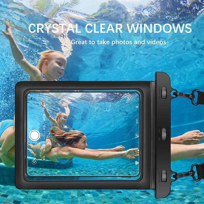 Universal iPad Waterproof Case, Dry Bag Pouch for ipad Pro 13’’/12.9" ipad air 13" /11" Galaxy Tab S10FE+ 13.1"/S9FE+/S8EF/S7FE 12.4" Galaxy Tab S10+/S9+/S8+ 12.4", Tablets up to 13.5 inch