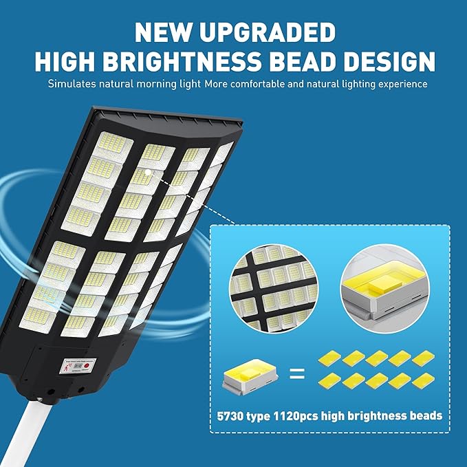 8000W Solar Lights Outdoor, 7000K Solar Street Light ,Commercial Solar Parking Lot Lights IP66 Waterproof Dusk to Dawn, Security Flood Light with Motion Sensor and Remote for Yard, Garage, Driveway