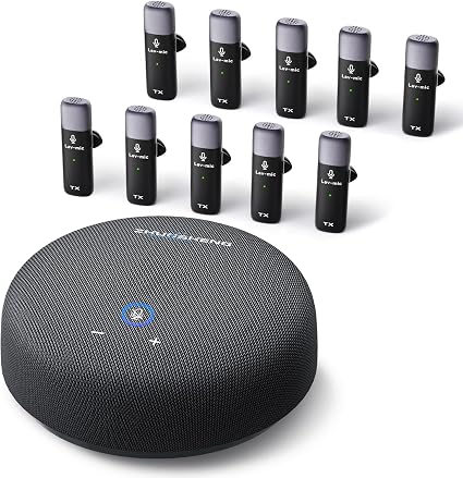 CS02 Conference Speaker and Microphone, 10 Wireless Mics 360 Degree Pickup
