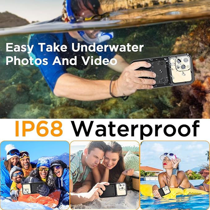 AICase Waterproof Phone Case,Universal Self-Check Function Underwater Pouch Dry Bag Beach Floating Shower Snorkeling for 16promax/16plus/15promax/15plus/14promax/14plus/13promax/12promax for 6.9"