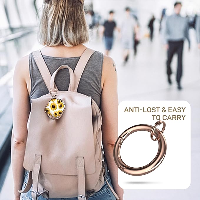 Maxjoy for AirPods 4 Case with Lock, Flower AirPods 4 Case Lock Protective Hard Cute AirPod 4 Generation Cover for Women Girly with Keychain Clip for AirPod 4th Generation Cover 2024, Sunflower