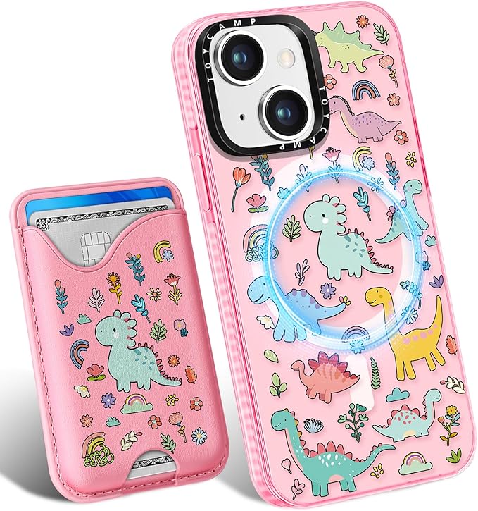 Toycamp for iPhone 14 Case, for iPhone 13 Case - Compatible with Magsafe Credit Card Holder Wallet Magnetic Cute Women Teen Girls Kawaii Girly Unique Animal Design Phone Cover for iPhone 14/13