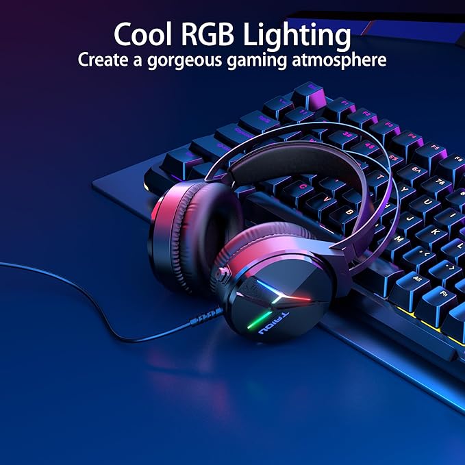 E-Gaming Level Headphone and Headset for PS5, PC and Laptop, 7.1 Surround Sound, Dual EQ & Noise Cancel, Lightweight, Low Latency, Over Ear Headphone (USB Type-A) THS309 Black