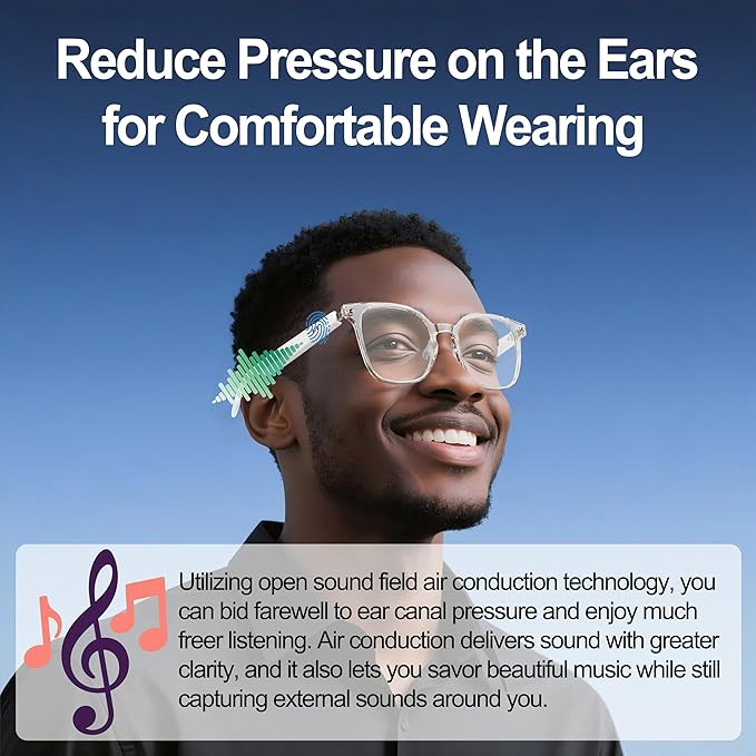 AI Smart Wireless Bluetooth Translation Glasses for Men/Women with Speakers/Bluetooth&140+ Languages Translation Sports/Travel/Drive/Busniess (C1+AI+Color Change Lenses+Transparent)