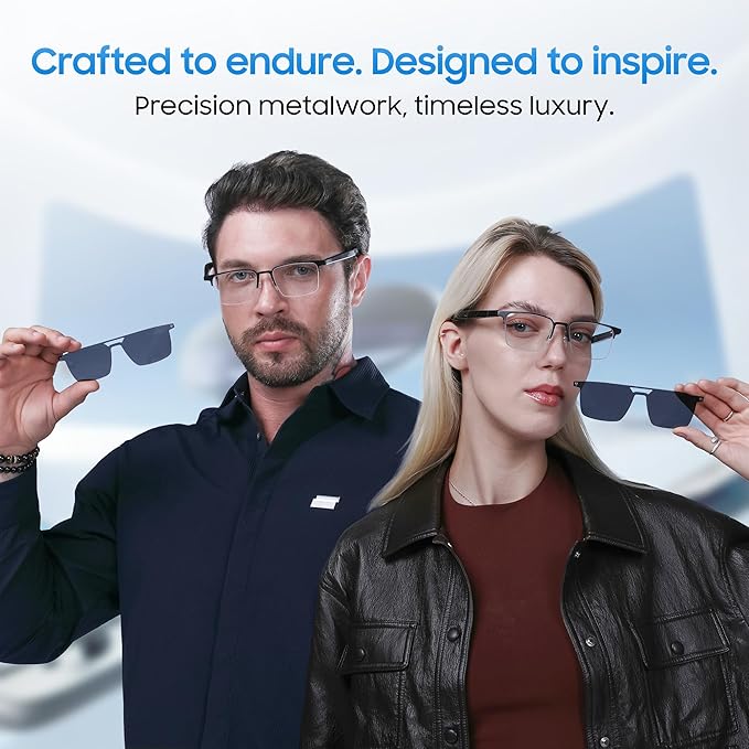 LIMU Gen 5 Smart Glasses, AI Glasses with Real-Time AI Interpreter - Open-Ear Bluetooth Glasses with Speakers, Aluminum-Magnesium Alloy Build, Auto On/Off, Magnetic Lenses for Women & Men