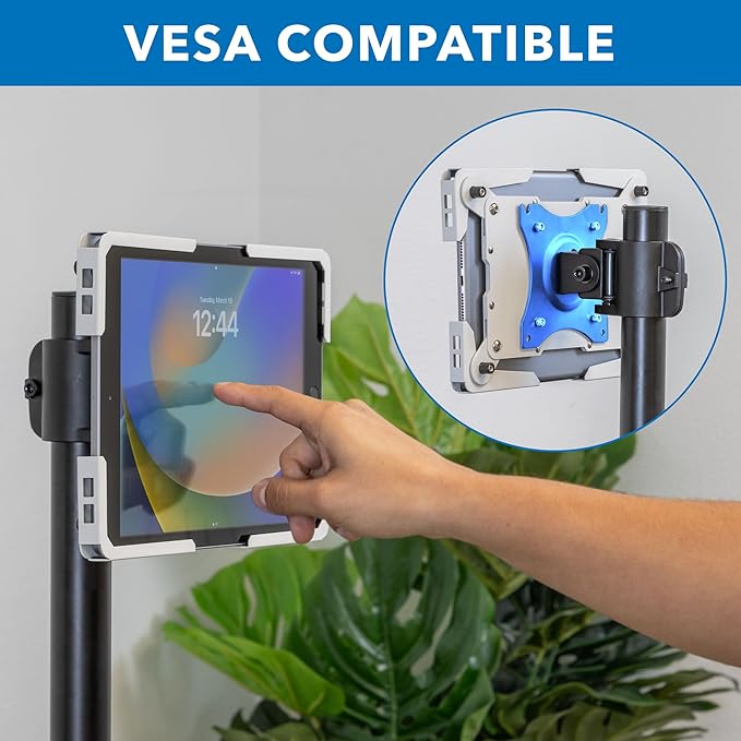 Mount-It! Universal iPad & Tablet Wall Mount Holder, Secure Steel Enclosure for 9.7–13.1 Inch Tablets, Wall or VESA 75x75 Mounting, Portrait or Landscape, Anti-Theft Tablet Mount for Office, Retail