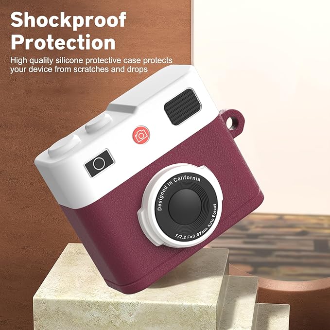 Valkit Compatible Airpods Pro 2nd/1st Generation Case with Cleaner Kit, Cute 3D Camera Design Airpods Pro 2 Case Cover 2022/2023 Shockproof Soft Silicone Protective Case for Airpods Pro 2nd/1st Gen