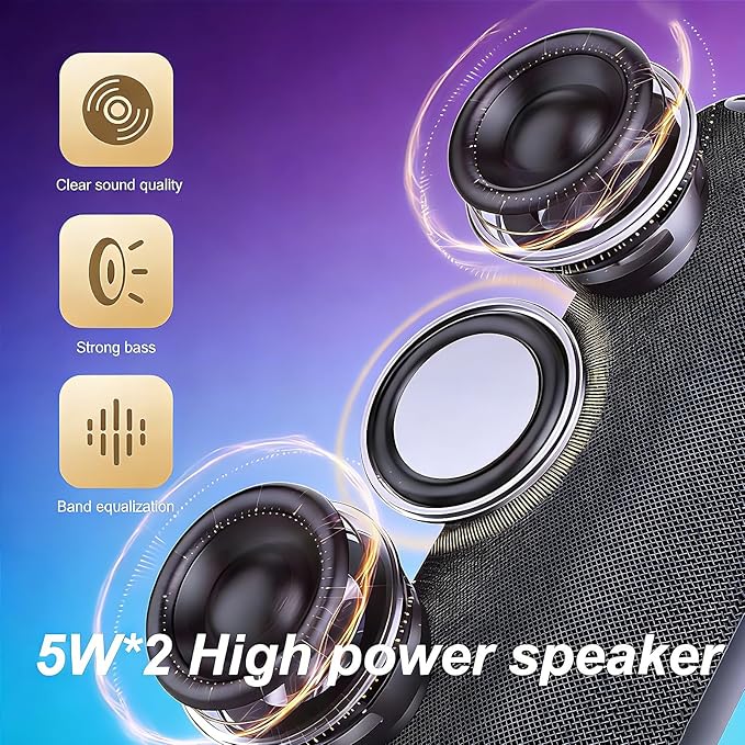 T&G Portable Bluetooth Speakers with Colorful Lights, Powerful Stereo Loud Sound Wireless Speaker, Outdoor Party Speaker, IPX4 Waterproof, Up to 24H Playtime, for Outdoor/Home/Party/Beach