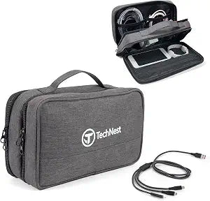 Travel Cable Organizer Case – Waterproof Electronics Storage Bag with 3-in-1 Charging Cable – Portable Tech Accessories Organizer for Travel, Work & Home