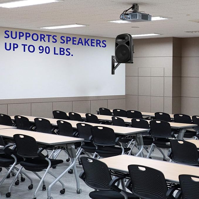 LyxPro Wall Mount Speaker Bracket for Professional Audio PA Speaker Holder Set of 2 Pair Heavy Duty Metal Supports 90 Lbs. Weight Capacity Interchangeable Posts Black - LYXWSB15B