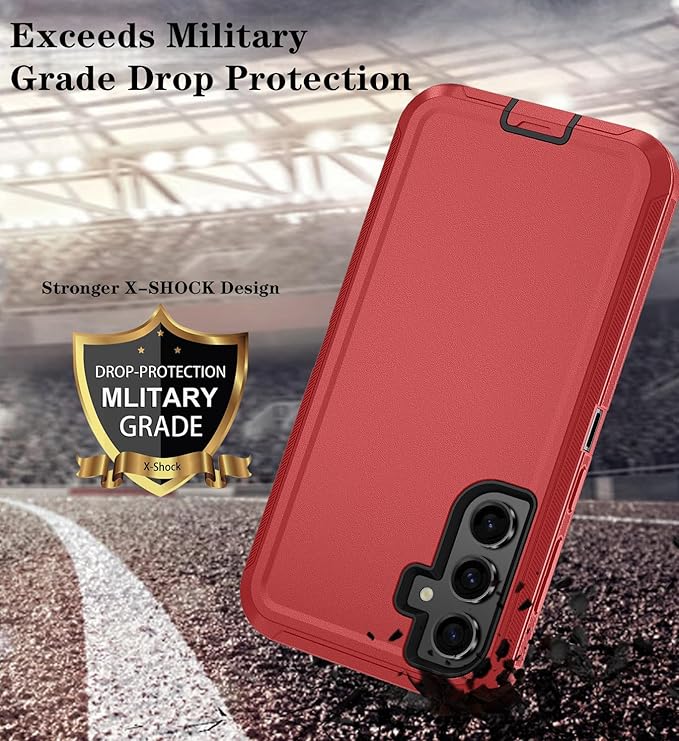 ONOLA Compatible with Samsung Galaxy S26+ / S26 Plus Case with HD Screen Protector [Not fit S26 / S26 Ultra], 3 in 1 Heavy Duty Phone Case for Galaxy S26 Plus 6.7",RedBlack