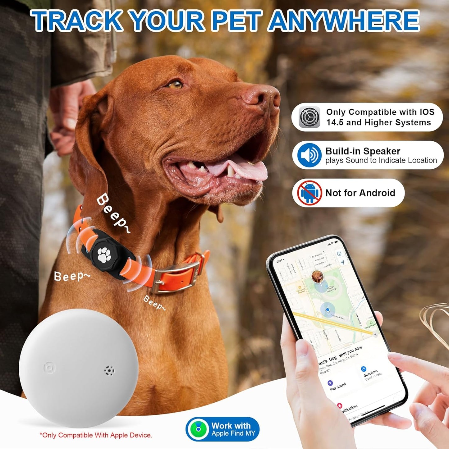 Smart Pet Tracker for Collar — Real-Time Location, No Monthly Fee