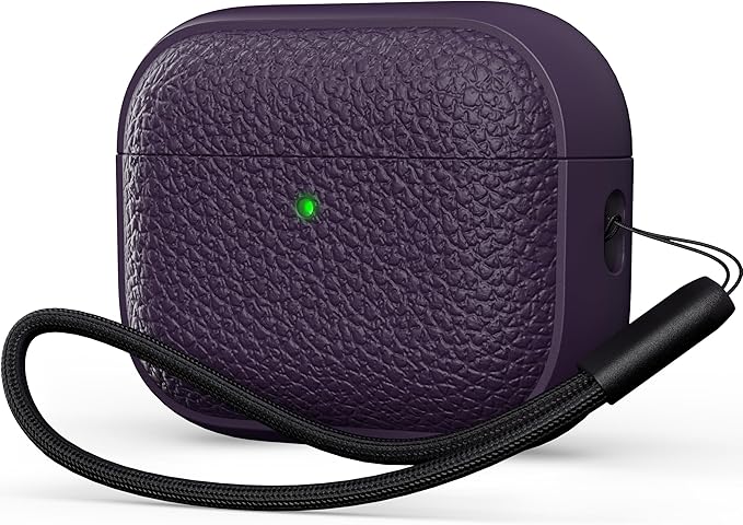 R-fun for Airpods Pro3 Case, Soft TPU (Leather-Like Design) Drop Protection Cover for Men and Women with Lanyard and Cleaner Kit, Compatible with Apple Latest Airpods Pro3 Generation-Purple