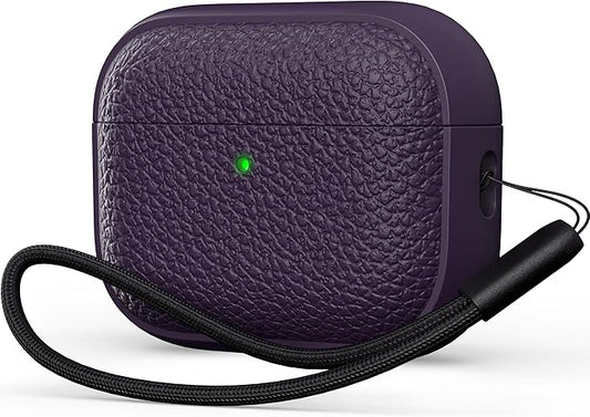 R-fun for Airpods Pro3 Case, Soft TPU (Leather-Like Design) Drop Protection Cover for Men and Women with Lanyard and Cleaner Kit, Compatible with Apple Latest Airpods Pro3 Generation-Purple
