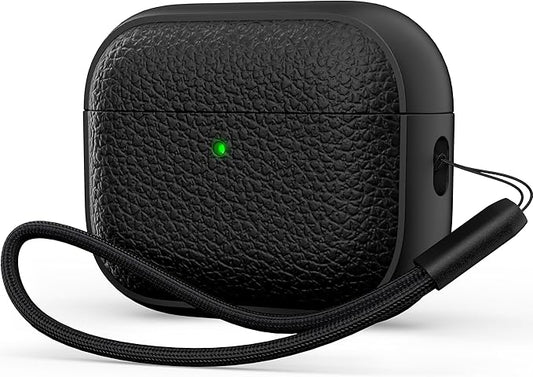 R-fun for AirPods Pro 3 Case 2025, Soft TPU (Leather-Like Design) Drop Protection Cover for Men and Women with Lanyard and Cleaner Kit, Compatible with Apple AirPods Pro 3rd Generation-Black