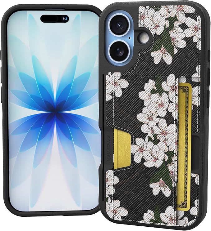 Smartish® iPhone 17 Wallet Case - Wallet Slayer Vol. 2 [Slim + Protective] Credit Card Holder w/Kickstand - Drop Tested Hidden Card Slot Cover for Apple iPhone 17 - Very Cherry Blossom