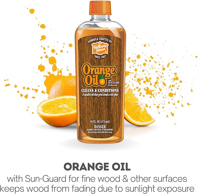 Holloway House Orange Oil Cleaner 16oz, 6Pk w/Sun-Guard for Fine Wood | Cleans & Conditions | Removes Soap Scum from Shower Doors, Stainless, Tile & Sinks | Natural Oil That Gives Wood a Rich Glow