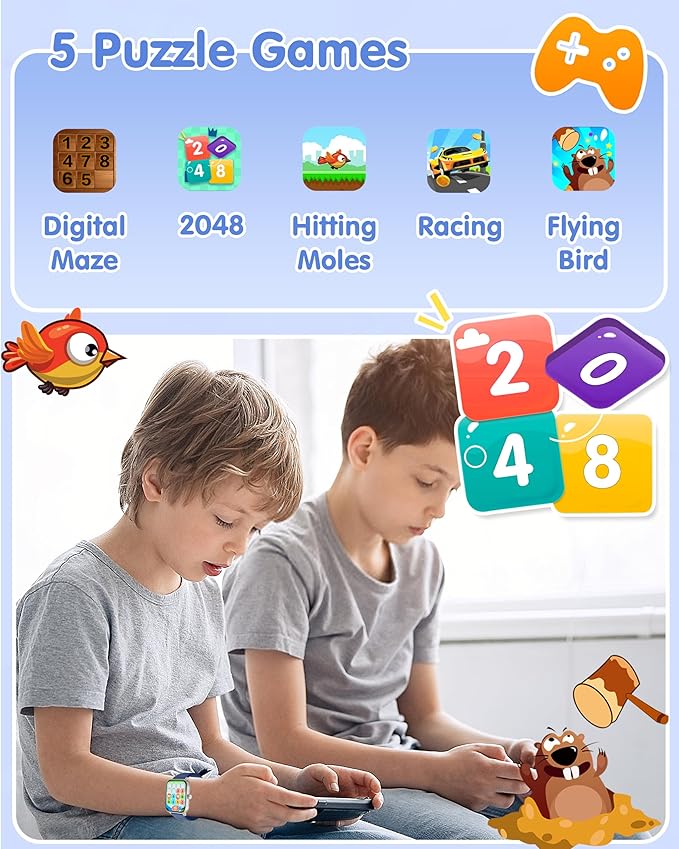 Kids Smart Watch, Kids Watch No Phone Needed Heart Rate & Sleep Tracker, Stress & SpO2 Monitor, 1.8" Fitness Tracker Step Counter, Alarm Clock, Games, Swimming Watch for Boys Girls Teens Aged 5+