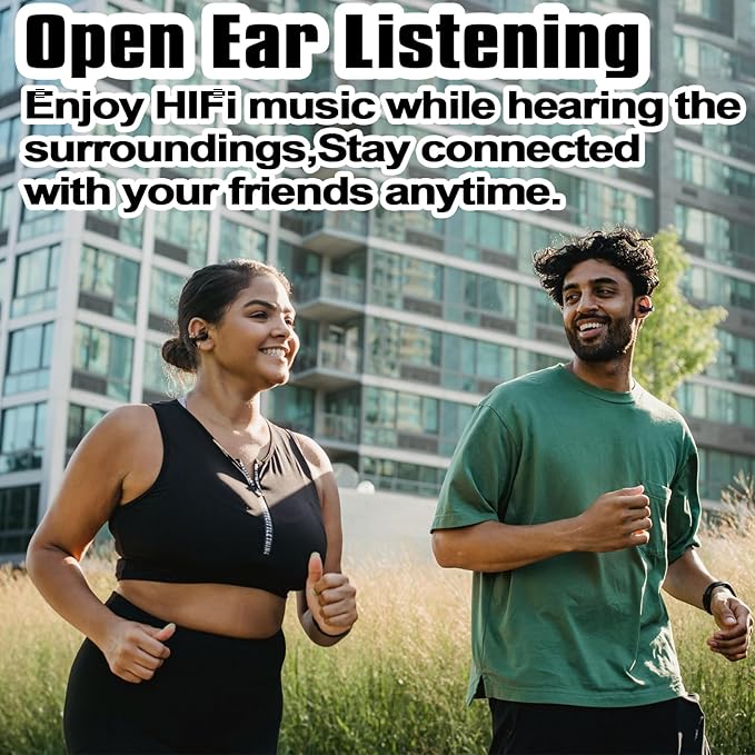 Ear Clip Wireless Earbuds Open Ear Headphones Bluetooth with Touch Control AI Noise Cancelling 30Hrs Playtime IPX4 Waterproof Lightweight Comfort Unisex for Sports Running & Workouts