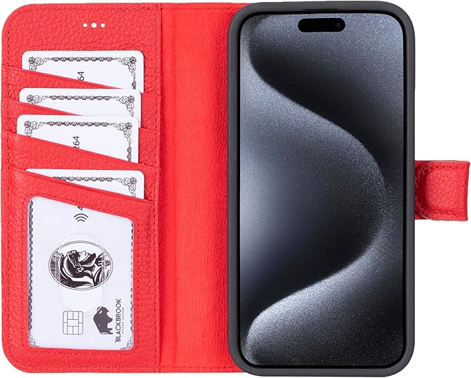 BLACKBROOK Case for iPhone 15 Pro Max Leather Case with Wallet, Carter Premium Leather Magnetic 2-in-1 Set for MagSafe Wallet Case with RFID, Cash, ID & 4 Card Slots, Compatible with iPhone 15 Pro Max