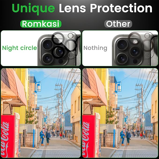 4 Pack Privacy Screen Protector for iPhone 15 Pro Max 6.7 Inch with 4 Pack Camera Lens Protector, Anti Spy Tempered Glass Film, Anti-Scratch, Touch Sensitive, Case Friendly