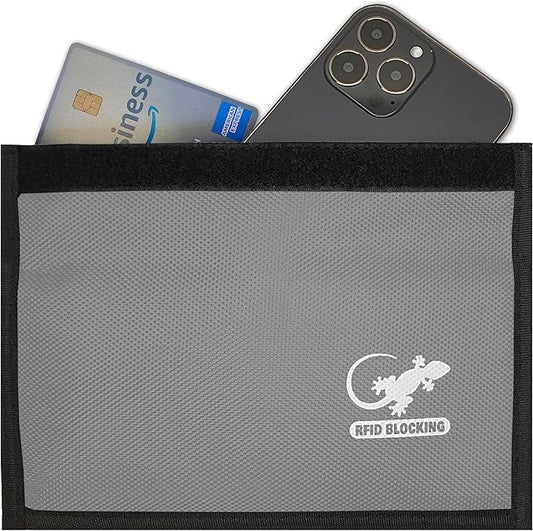 Faraday Bag, Anti-Tracking GPS RFID Car Key Signal Blocker Wallet Shielding Pouch Protective Case for Cell Phone Car Key FOB, Data Privacy, Electronic Device Security (SILVER - NYLON)