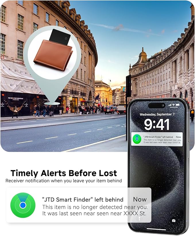 JTD 2 Pack Wallet Tracker Card - Apple Find My Tracker (iOS Only), 0.07in Thin IP68 Waterproof Bluetooth Card Finder, Item Locator for Luggage, Passport, Purse, Backpack