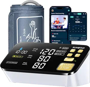RunStar Smart Blood Pressure Monitor for Home Use, with Wide Upper Arm Blood Pressure Cuff (8.6'' -17.3''), FSA&HSA Eligible, 6.5'' Clear LED Display, AFib Detection, Connect App for iOS & Android