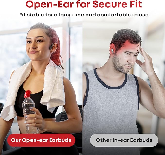 Inductivv Bone Conduction Headphones Sound Revv Open Earphones Wireless Bluetooth Running Headphones with Mic, IP56 Waterproof, Lightweight and Comfortable Fit Sport Bone Conduction Earbuds & Exercise