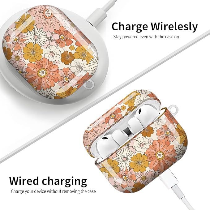 Compatible with AirPod Pro 3 (2025),Cute Case Cover for Women & Men, Full Protection Shockproof Hard Case with Keychain, Wireless Charging Case Accessories(Selenia Floral)