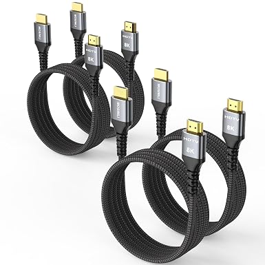 8K HDMI Cable 6FT 4-Pack, Ultra High Speed 48Gbps