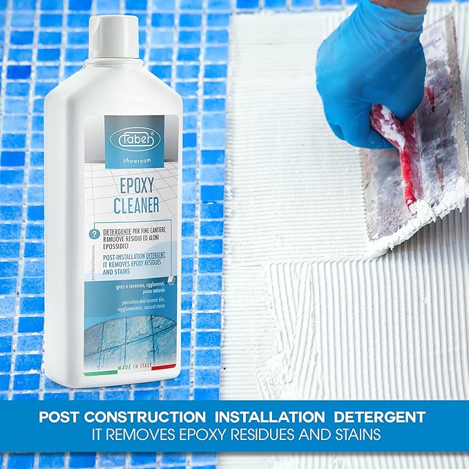 FABER Epoxy Remover – Epoxy Resin Haze Remover and Post Construction Cement Grout Cleaner to Renew Refresh & Restore Natural Shine of Porcelain Ceramic Tile Floor - Heavy Duty Alkaline Compound