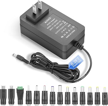ALITOVE 24V Power Supply 2.5A 60W AC Adapter 100-240V 50-60Hz 24 Volt Transformer Power Cord 2 Amp 1500mA 1A Converter 6.2FT with 14 Tips for LED Strip Light CCTV Camera DC Pump Router