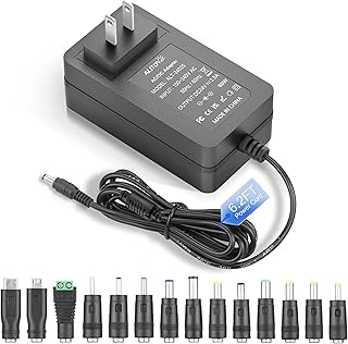 ALITOVE 24V Power Supply 2.5A 60W AC Adapter 100-240V 50-60Hz 24 Volt Transformer Power Cord 2 Amp 1500mA 1A Converter 6.2FT with 14 Tips for LED Strip Light CCTV Camera DC Pump Router - Image 1