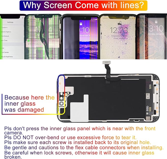 for iPhone 14 Pro Max Screen Replacement 6.7', 3D Touch Display Full Repair kit, Digitizer Glass Assembly with Tools Set, Tempered Glass, Instruction