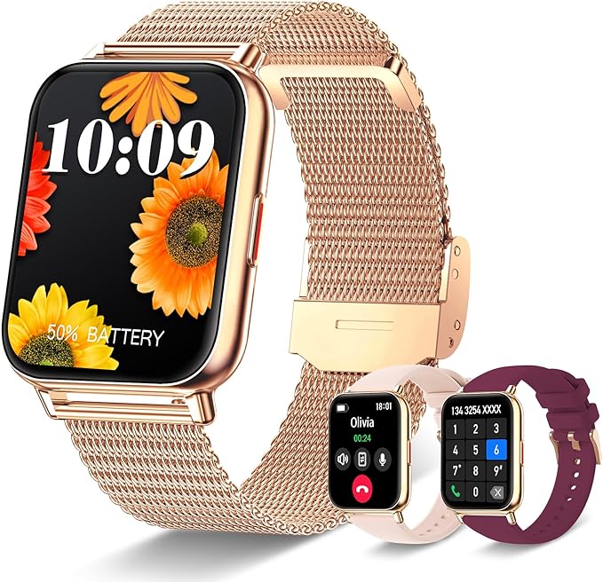 Iaret Smart Watch (Answer/Make Calls), 1.85" Smart Watches for Women with 100 Sports Modes, Fitness Tracker Heart Rate Sleep Monitor Pedometer Calories, Waterproof Fitness Watch for Android iPhone