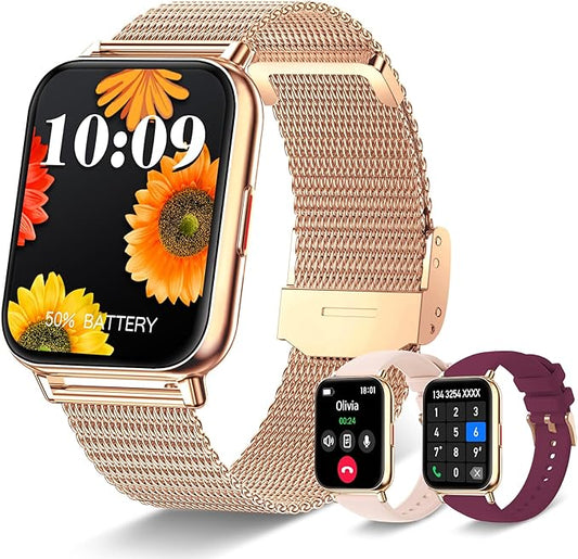 Iaret Smart Watch (Answer/Make Calls), 1.85" Smart Watches for Women with 100 Sports Modes, Fitness Tracker Heart Rate Sleep Monitor Pedometer Calories, Waterproof Fitness Watch for Android iPhone
