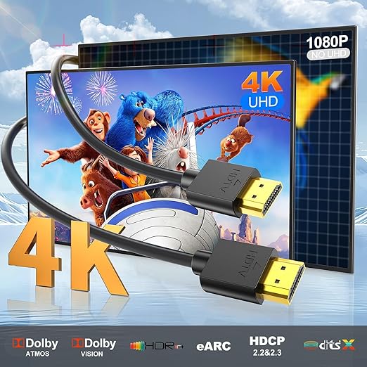 HDMI Cable 10FT, 4K HDMI to HDMI Cables, High Speed HDMI 2.0 Cord 10FT with 4K@60Hz, 2K@165/144Hz,HDCP 2.2, HDR, ARC & CL3 Rated | for Soundbar,PS5, Xbox, Laptop, Monitor,Roku TV, Fire TV