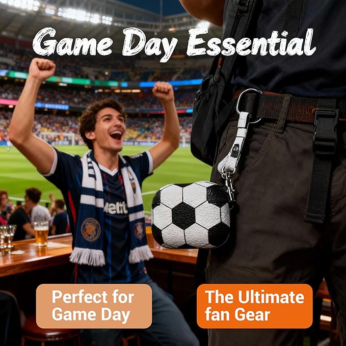for Airpods 4 Case Cover,Leather Sport Ball Design - Full Protective Hard Case with Lanyard, Front LED Visible Skin Accessory for Men Women-Model A3058/A3059,Soccer