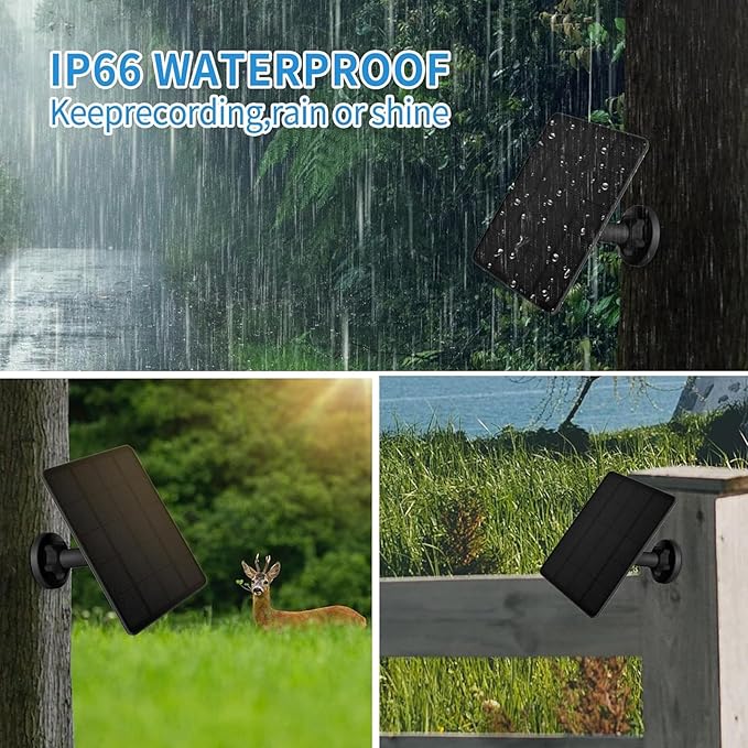 Solar Panel for Trail Camera, Solar Charger Kit with Built-in 5000mAh Rechargeable Lithium Battery - Output: 12V/1A, 6V/1.5A, IP66 Waterproof Portable Outdoor Power Supply Kit