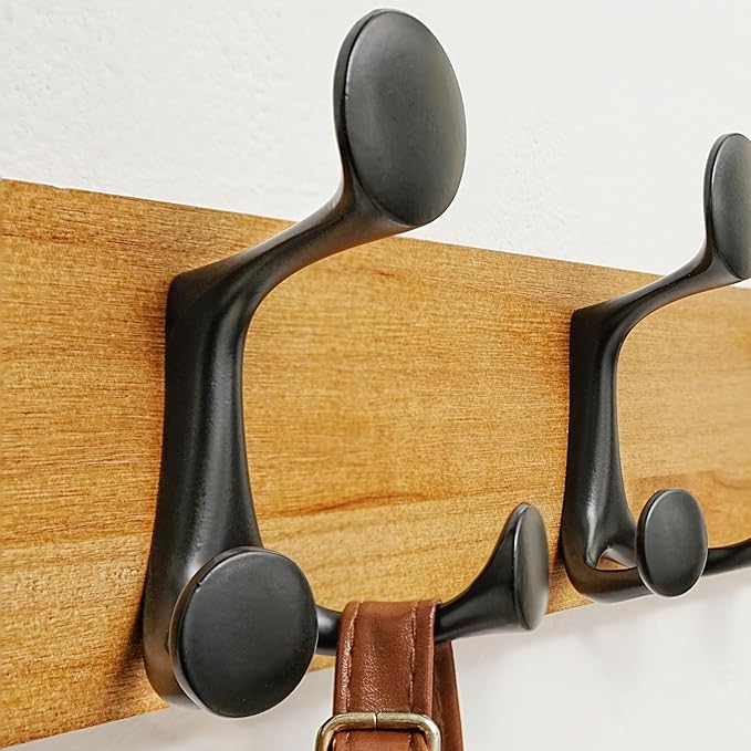 SKOLOO 39-Inch Light Brown Wood Coat Rack Wall Mount with 6 Triple Hooks - Ideal for Family Entrances, Classrooms, and Pet Supplies Storage - Perfect Coat Hooks for Wall